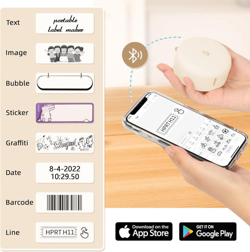 Mini Label Maker Machine with Tape, Bluetooth Wireless Connection for iPhone Android, Cute Label Makers Inkless Waterproof for Home, Office Organi...