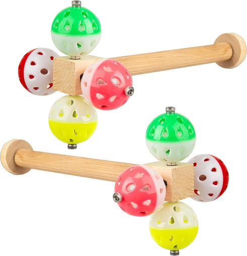 Bird Toy with Rotating Balls, Natural Wood Perch for Bird Cages, Colorful Fun Toy for Budgerigar, Parakeet, Conure, Cockatiel, Mynah, Love Birds, ...