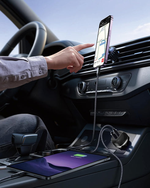 SUNDAREE Car Charger with Plug Outlet, 90W USB Car Charger Fast Charging, PD PPS QC 3.0 USB Cigarette Lighter Charger for iPhone and Samsung and M...