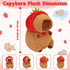 Emoin Capybara Plush Toy with Strawberry Hat 9.8Inch Kawaii Capybara Plushie Soft Brown Capybara Stuffed Animals Doll Pillow Strawberry Capybara H...