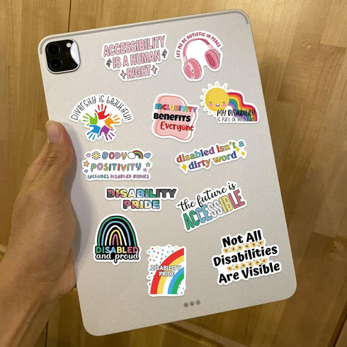 50pcs Disability Pride Stickers for Teens Journals,Disabled Is Not a Dirty Word Stickers Cool Waterproof Vinyl Decals for Adult Water Bottles Comp...