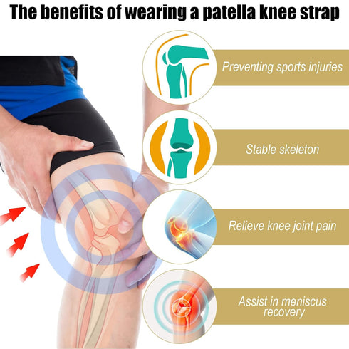 2pcs Patellar Tendon Support Strap, Patella Stabilizer Pain Make Knee Band Pain Relief Comfortable Silicone Knee Brace Pads for Running Jumpers Sp...