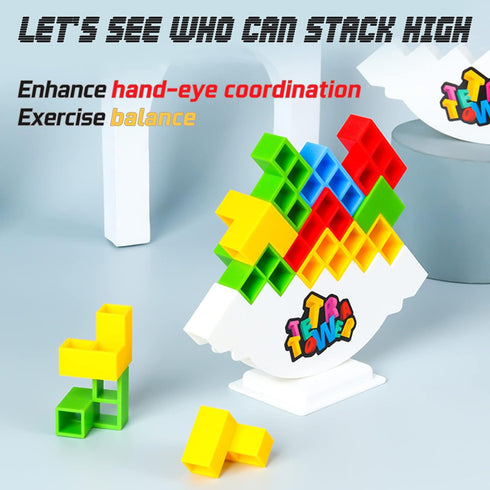 48 Pcs Tetra Tower Balance Stacking Blocks Game, Board Games for 2 Players+ Family Games, Parties, Travel, Kids & Adults Team Building Blocks Toy...