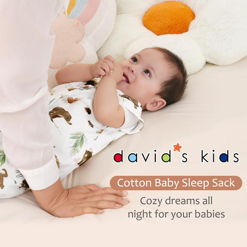 david's kids 100% Cotton Baby Sleep Sack 12-18 Months, Ultra Soft Baby Wearable Blankets with 2-Way Zipper, 2 Pack Comfy Toddler Sleeping Bags for...