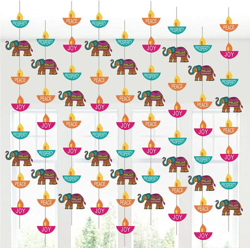 Happy Diwali Party Hanging Decoration Supplies - Festival of Lights Doorway Curtain Party Hanging Decor(12PCS)...