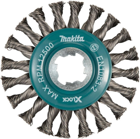 Makita D-72643 X-LOCK 4-1/2" Carbon Steel Full Cable Knotted Twist Wire Wheel...