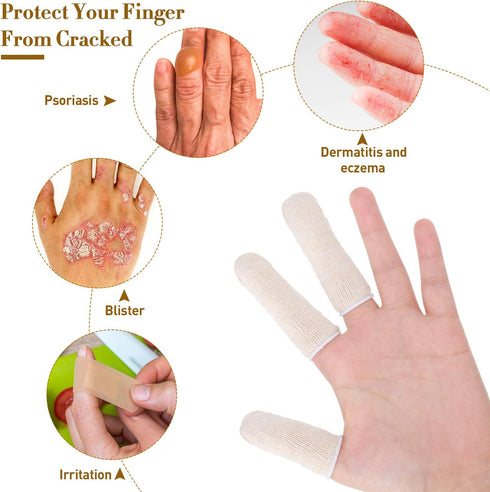 50 Pieces Cotton Finger Cots Finger Toe SleevesThumb Protector Fingertips Protective Cushion, Moisture Wicking (5 cm/ 2 Inch, 7.6 cm/ 3 Inch)...