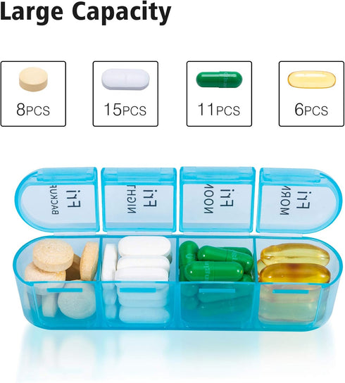 Daviky Pill Organizer 4 Times a Day - Pill Box 7 Day, Large Weekly Medicine Pill Organizer for Travel with Removable Individual Containers, Pill C...