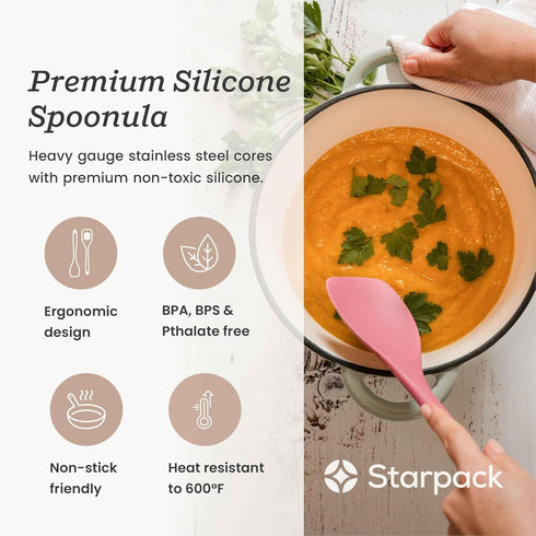 Starpack 'The All Rounder' XL Premium Silicone Spoonula Spatula - Silicone Spatula Spoon Heat Resistant to 600°F - Best Silicone Spoonulas - Rubbe...