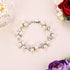 EVER FAITH Women's CZ Simulated Pearl Bridal Wedding Flower Leaf Filigree Stunning Tennis Bracelet...