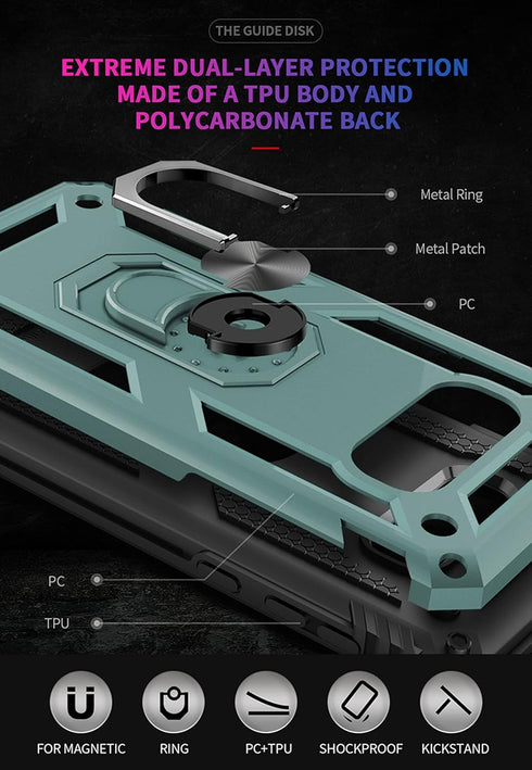 S10e Phone Case Military Grade Heavy Duty Armor Dual Layer Rugged Shell Full Body Shockproof Screen Camera Protection Built-in Ring Kickstand Magn...