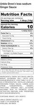 Unkle Drew'z Ginger Sauce, Dressing and Marinade, 12 fl oz, Less Sodium...