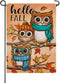 Hello Fall Owls Small Decorative Garden Flag, Autumn Maple Leaves Farmhouse Seasonal Yard Lawn Outside Decor, Thanksgiving Burlap Outdoor Home Dec...