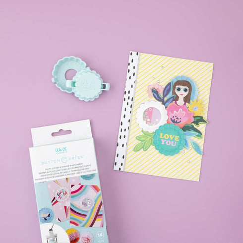 We R Memory Keepers Button Press Puffy Sticker and Shaker Shape Kit, Fastners Buttons Arts Crafts Sewing Notion Paper Supplies Scrapbooking Stampi...