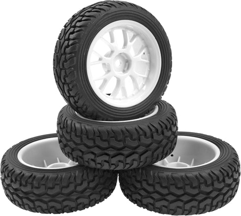 OD 75mm/2.95'' Rubber Tires & Plastic Wheel Rims 12mm Hex Compatible with Traxxas HSP Tamiya HPI Kyosho 1/10 On-Road Touring Racing Car,WLtoys 1/1...