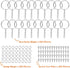 Audab 360Pcs Keychain Bulk, 120Pcs Keychain Rings with Chain and 120Pcs Open Jump Ring with 120Pcs Screw Eye Pins for Crafts and Jewelry Making...