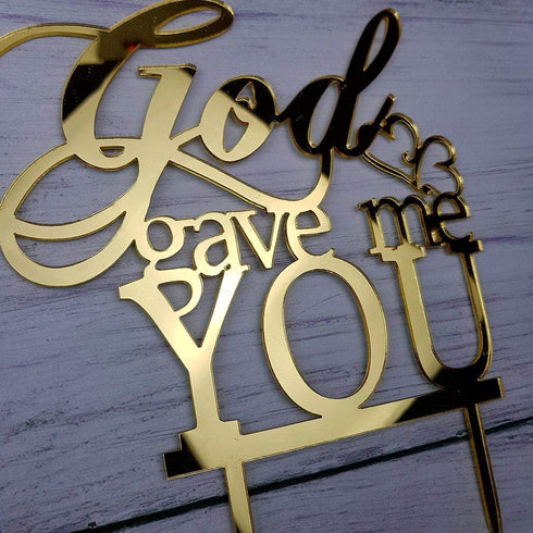 God Gave Me You Wedding Cake Topper for Wedding/Engagement/Marriage Party Decorations (Mirror Gold Acrylic)...