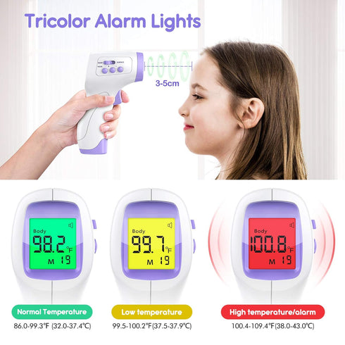 Thermometer for Baby and Adults, KKmier No Touch Forehead Thermometer, Digital Thermometer with Fever Alarm, 2s Accurate Instant Reading, 99 Sets ...