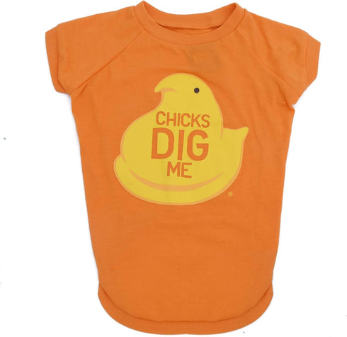 Peeps for Pets Chicks Dig Me Dog T Shirt,Size X-Small (XS) Orange and Yellow Small Dog T Shirt for Small Dogs,Officially Licensed Peeps Pet Dog Cl...