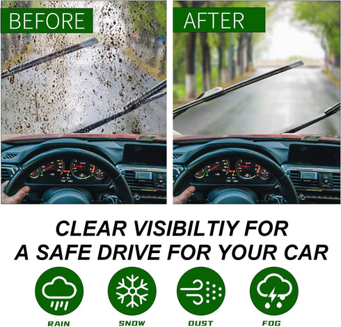 26"+16" windshield wiper blades with 10" Rear Wiper Blades Set Replacement for Nissan Leaf 2011-2017 -Original Factory Quality?Easy DIY Install (S...