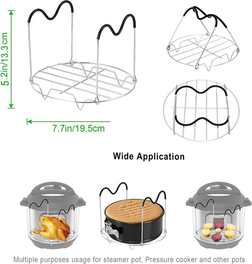 ROTTAY Silicone Egg Bites Molds and Steamer Rack Trivet with Heat Resistant Handles Fit Instant Pot Accessories, 7pcs set for 6qt & 8qt Electric P...
