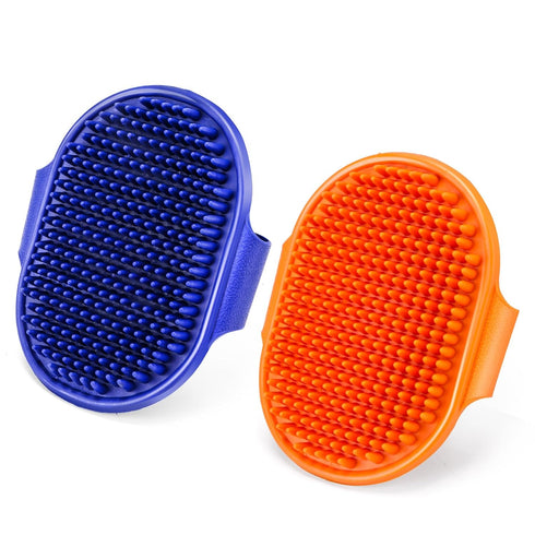Pet grooming brush for dogs and cats, soft and durable handheld pet hair removal brush (Dark Blue + Orange)...