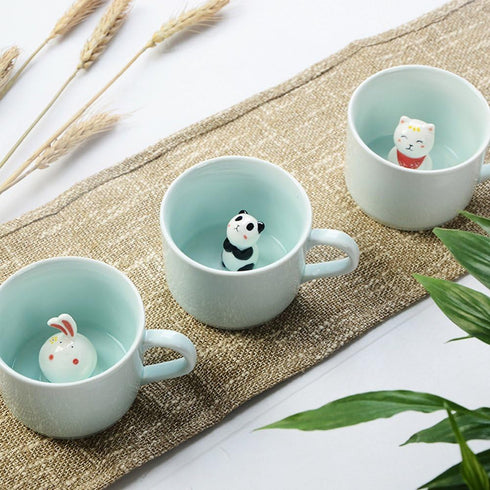 ZaH 3D Coffee Mug Cute Animal Inside Cup Cartoon Ceramics Figurine Teacup for Boys Girls Kids - Party Office Morning Mugs for Tea Juice Milk Choco...