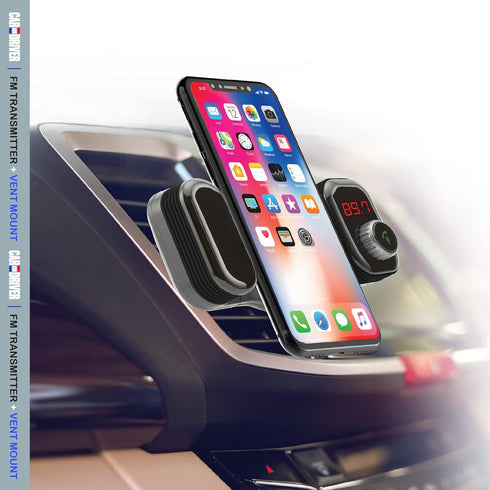 Car and Driver Bluetooth FM Transmitter | Car Vent Phone Mount Featuring Streaming Audio, TF Card Slot, Hands-Free Calling, USB Charging, Siri Com...