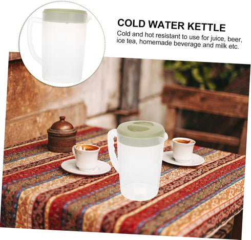 Hemoton Plastic Pitcher with Lid 2200ML Large Capacity Pitcher Clear Mix Drinks Water Jug Juice Pot Ice Tea Kettle Green...