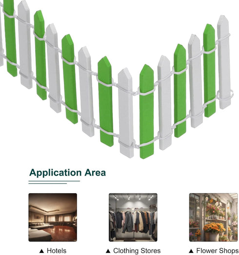 MECCANIXITY 3pcs 35 Inch Miniature Garden Fence, Mini Ornament Wood Picket Fence Decorative for Dollhouse Home DIY Crafts, Light Green/White...