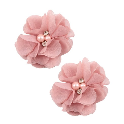 inSowni 2" Alligator Hair Clips Barrettes Chiffon Flower Bow with Rhinestone Pearl for Baby Girl Toddlers...