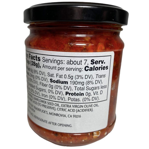 Trader Joe's Italian Bomba Hot Pepper Sauce Fermented Crushed Calabrian Chili Peppers 6.7 oz...