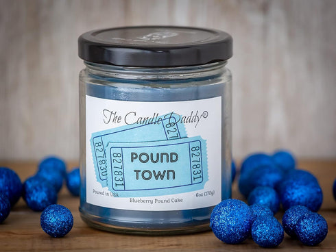 Two Tickets to Pound Town - Blueberry Pound Cake Scented - Funny 6 OZ JAR Candle- 40 Hour Burn TIME...