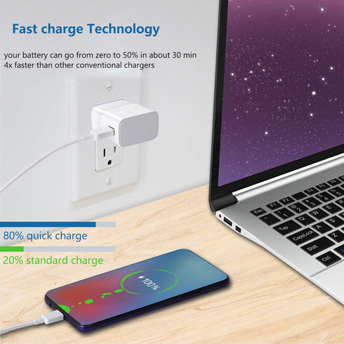 Adaptive Fast Charger Kit with USB Type C Cable?5 ft? Fast Charging Wall Charger Block Compatible with Samsung Galaxy S21/S21 Ultra/S20/S20+/S10/S...