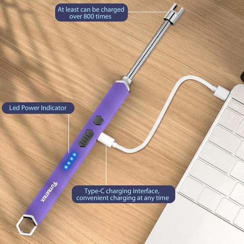 Electronic Candle Lighter Arc Windproof Flameless USB Rechargeable Electric Lighter (1 Pack - Purple)...
