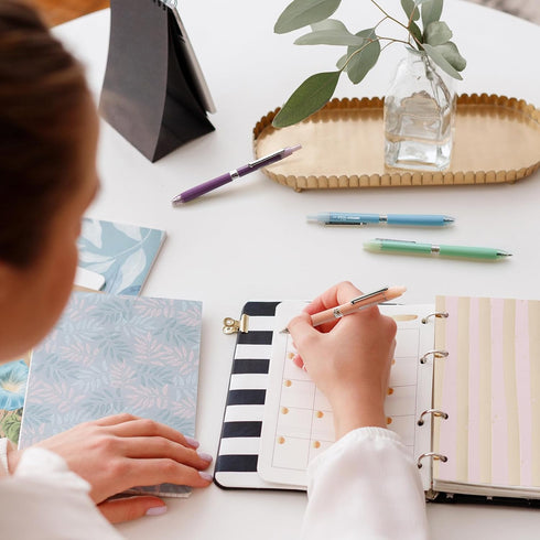 WRITECH Gel Pens Fine Point: Retractable 0.5mm Black Ink Click Pen for Smooth Writing Journaling Note Taking Sketching No Smudge & Smear 8ct(Halo)...