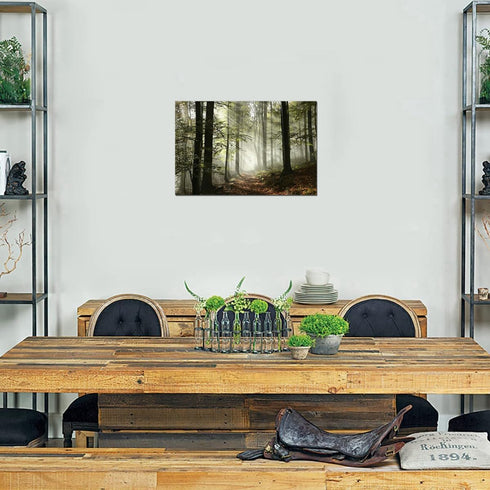 Forest Canvas Wall Art Trees Foggy Morning Spring Rustic Landscape for Bedroom Bathroom Decorations Modern Artwork Print Framed Painting Living Ro...