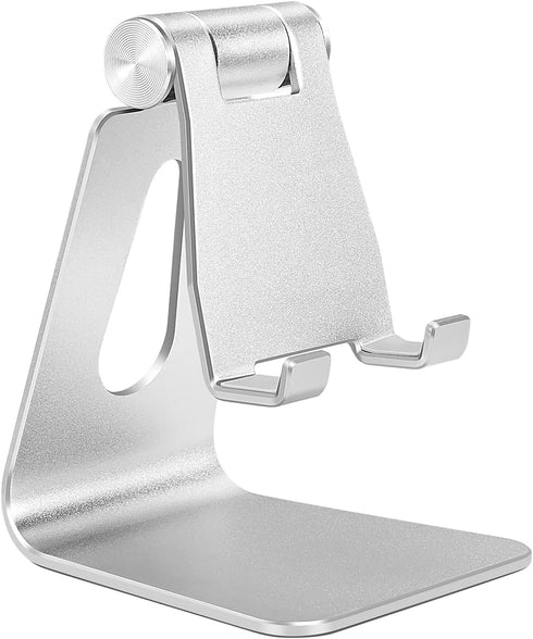 Aluminum Alloy Cell Phone Stand,Adjustable Tabletop Metal Phone Holder,Desktop Phone Dock Holder,Smartphone Cradle,Silver......