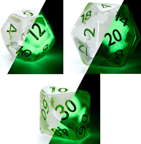 Gake Keeper Games & Dice: Firefly Dice - 7 Piece Resin Dice Set, Radiant Inclusion, Glow-in-The-Dark, Role Playing Games Accessory, RPG Dice...