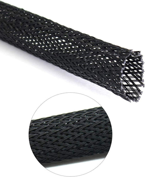 Black PET Expandable Sleeving Cord Protector Wire Loom Tubing Cable Sleeve for USB Charger Cable Power Cord Audio Video Cable Can Protect Cat Dog ...