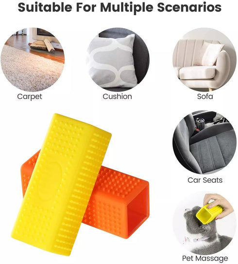 New Pet Dog Cat Hair Remover Hollow Rubber Cleaner Brush for Cars Furniture Carpet Sofa (Yellow)...