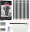 Drawing Sketching Pencil Set - 22 Piece Graphite Pencils, White Gel Pen, White Charcoal Pencils, Eraser Pencils, Erasers, Blending Stumps for Draw...