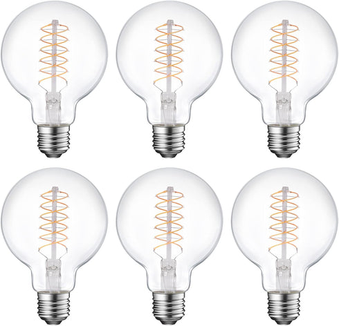 E ENERGETIC LIGHTING Dimmable LED Edison Light Bulb, G25 Globe Antique Flexible Spiral LED Filament Light, 8W Equivalent 60W, 2200K Warm Light, 50...