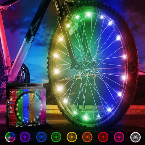 Activ Life Bicycle Lights (1 Tire, Color-Changing) Fun Summer Accessories for Cool Beach Cruisers, Top Mountain, BMX Trick, Road, Recumbent, Commu...