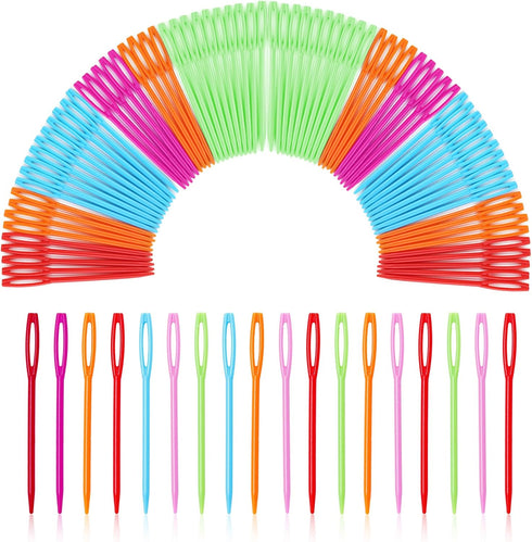 100 Pcs Large Eye Plastic Needles, 2.7inch/7cm Learning Needles, Yarn Needles Darning Needle Plastic Sewing Needles Tapestry Needles, Safety Plast...