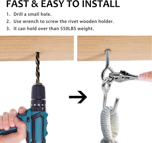 Hammock Hooks & Hangers,2 Packs,Galvanized,Heavy Duty Anti-Rust Steel Accessories,Eye Bolt Screws Hanging Kit Hardware for Trees,Yoga Hammocks,Swi...