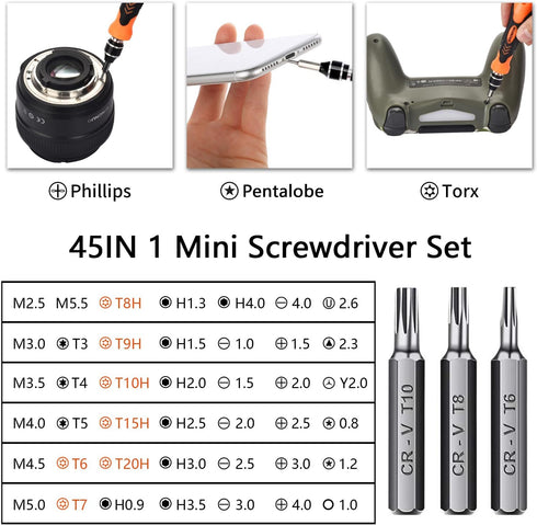 Mini Screwdriver Set, Torx Bit Set with T3 T4 T5 T6 T7 T8 T9 T10 T15 T20 Security Torx Bit, Computer repair tool kit with Phillips Head Screwdrive...