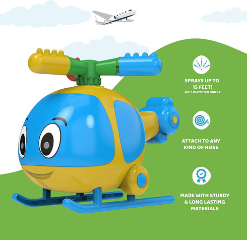 Helicopter Water Sprinkler for Kids, Spinning Sprinkler for Yard, Sprays Water 15 Feet High for Summer Outdoor Play...