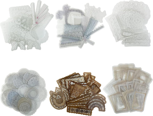 180 PCS Scrapbook Stickers Vintage Cutout Lace Scrapbooking Sticker Floral Embossed Paper of Shadows Journaling Sticker Supplies for Junk Journal ...