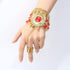 JOERICA Gold Plated Belly Dance Jewelry Set for Women Head Jewelry Triangle Bracelet Rings Statement Necklace Clip on Earrings Indian Bollywood St...